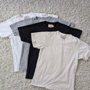 Dehen Heavy Duty Tee - Bundle of 4 - White, Cream, Grey, Black - Men's Small